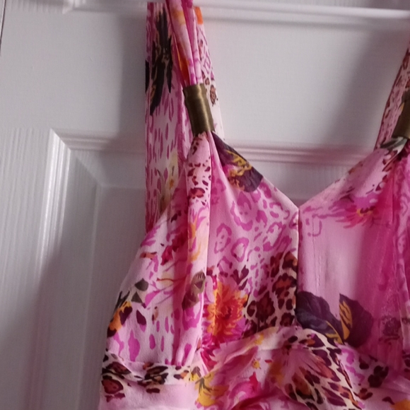 Silk cheetah and floral dress tailored dress(ice) - Picture 3 of 6